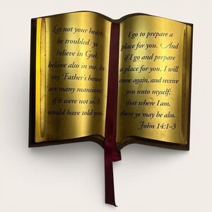 Vintage Home Interiors HOMCO Wood Metal Bible Scripture Wall Plaque John 14:1-3